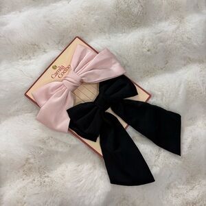 Camila Coelho satin bow hair clip in black pink nwt